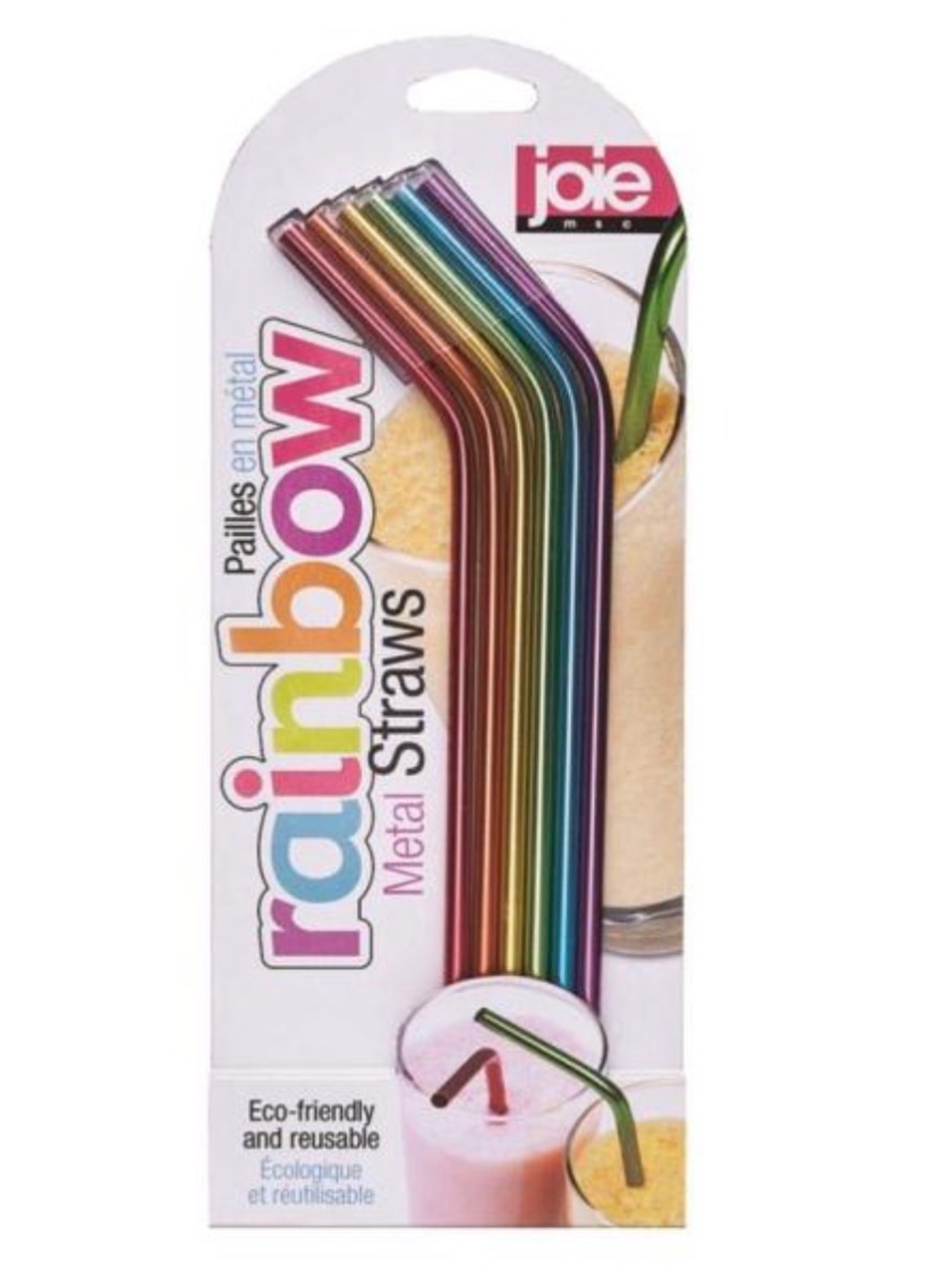 Joie Rainbow Metal Bent Straws - Red, Orange, Yellow, Green, Blue, Purple, Pink